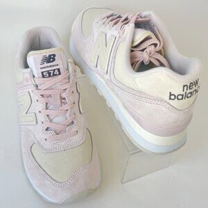 New Balance Women's Pastel Pink and Cream 574 Sneakers